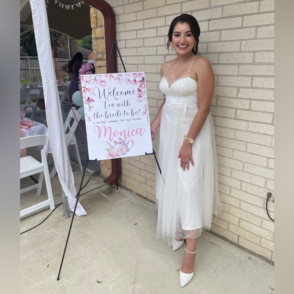 Hello Molly Wandering in the Light White Tulle Corset Sweetheart Midi Dress - Picture 15 of 15